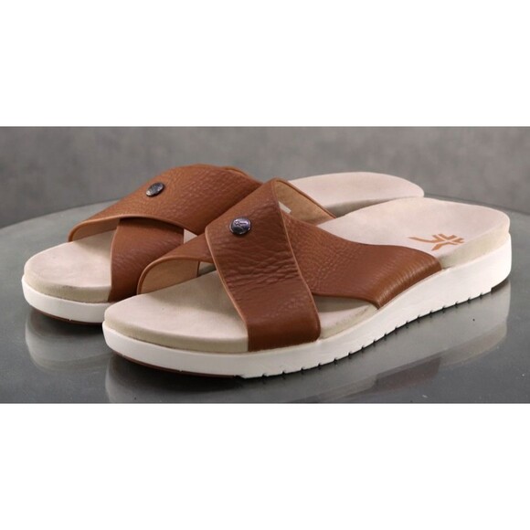 Kuru Breeze $130 Women's Slide Sandals Size 12 Leather Brown - Picture 1 of 11
